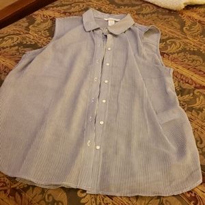 Sleeveless Sheer Button down Blouse